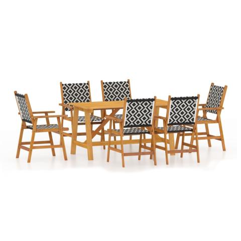 Ensemble de salle à manger de jardin meuble extérieur 7 pièces bois d'acacia solide 02_0013935