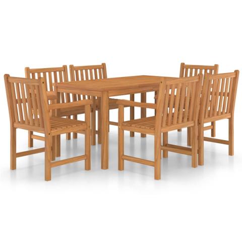 Ensemble de salle à manger de jardin meuble extérieur 7 pièces bois de teck massif 02_0013938