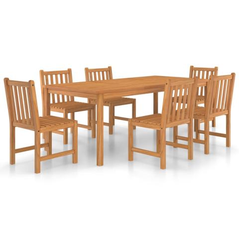 Ensemble de salle à manger de jardin meuble extérieur 7 pièces bois de teck solide 02_0013942