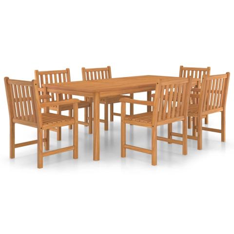 Ensemble de salle à manger de jardin meuble extérieur 7 pièces bois de teck solide 02_0013943