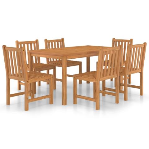 Ensemble de salle à manger de jardin meuble extérieur 7 pièces bois de teck solide 02_0013944