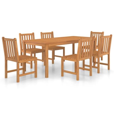 Ensemble de salle à manger de jardin meuble extérieur 7 pièces bois de teck solide 02_0013945