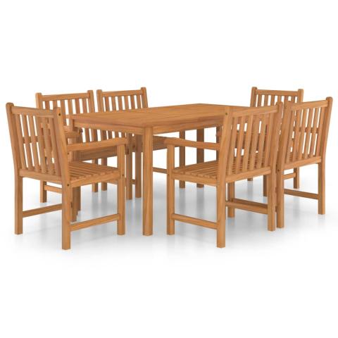 Ensemble de salle à manger de jardin meuble extérieur 7 pièces bois de teck solide 02_0013946