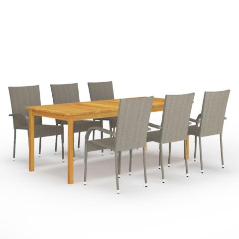 Ensemble de salle à manger de jardin meuble extérieur 7 pièces gris 02_0013952