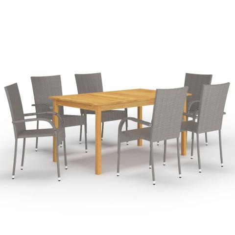 Ensemble de salle à manger de jardin meuble extérieur 7 pièces gris 02_0013953