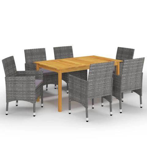 Ensemble de salle à manger de jardin meuble extérieur 7 pièces gris 02_0013962