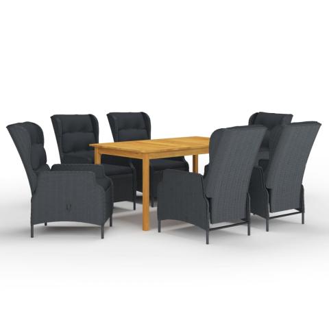 Ensemble de salle à manger de jardin meuble extérieur 7 pièces gris foncé 02_0013977