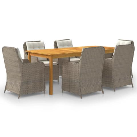 Ensemble de salle à manger de jardin meuble extérieur 7 pièces marron 02_0013982