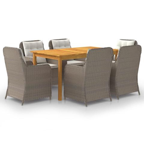 Ensemble de salle à manger de jardin meuble extérieur 7 pièces marron 02_0013990