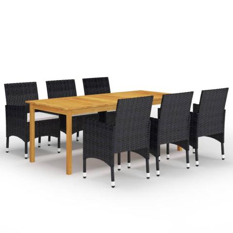 Ensemble de salle à manger de jardin meuble extérieur 7 pièces noir 02_0014022