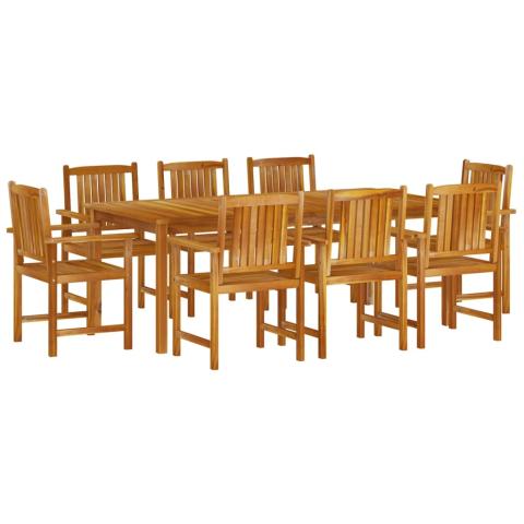Ensemble de salle à manger de jardin meuble extérieur 9 pièces bois d'acacia massif 02_0014079
