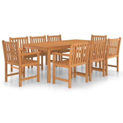 Ensemble de salle à manger de jardin meuble extérieur 9 pièces bois de teck solide 02_0014086