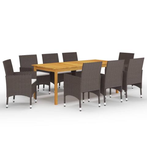 Ensemble de salle à manger de jardin meuble extérieur 9 pièces marron 02_0014105