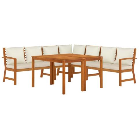 Ensemble de salle à manger de jardin meuble extérieur coussins 7 pièces bois acacia 02_0014180