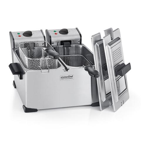 Friteuse inox double cuve 7 L 4000 W KCPFR70X Kitchen Chef Professional