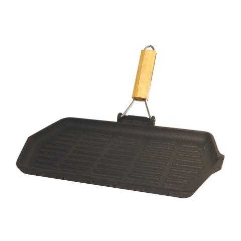 Grill rectangulaire fonte 33,5 x 19,5 cm - manche rétractable Baumalu Grill rectangulaire fonte 33,5 x 19,5 cm - manche rétractable Baumalu