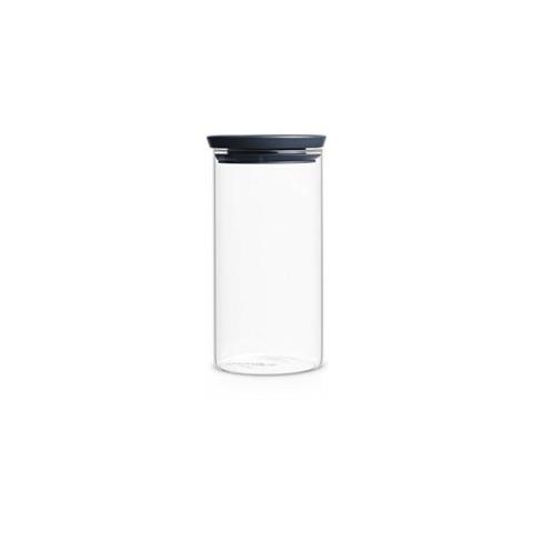 Jar Brabantia empilable en verre avec couvercle gris foncé, jar pour les provisions, 1.1 l, 298 264