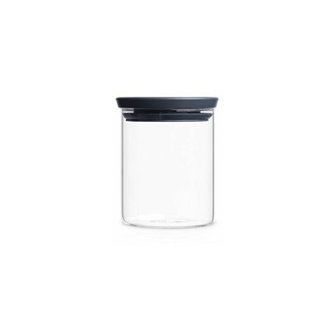 Jar Brabantia Empilable En Verre Avec Couvercle Gris Foncé, Jar Pour Les Provisions, 0,6 L, 298288