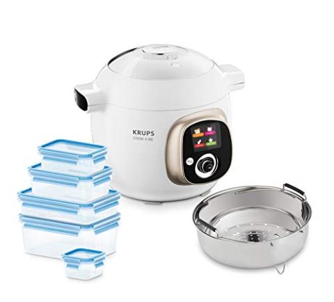 Krups CZ7001.GO Cook4Me Multicuiseur, Acier, 6 liters, Blanc/Gris