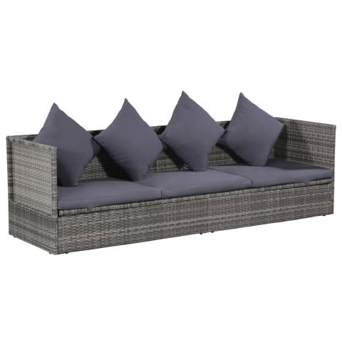 Lit de jardin gris 200 x 60 cm résine tressée 02_0012002