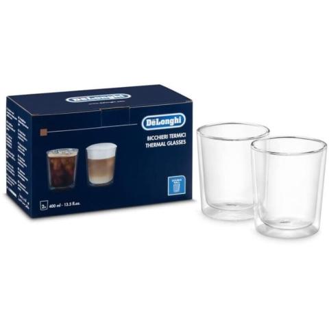 De'Longhi DLSC318 Lot de verres thermiques en verre à double paroi résistant en borosilicate