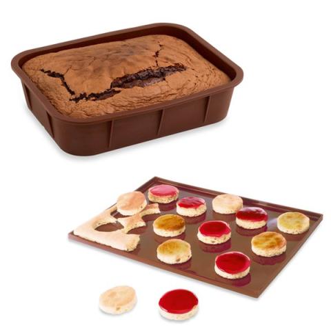Lot de 1 Flexi'Moule rectangle et 1 plaque de cuisson en silicone Mathon Lot de 1 Flexi'Moule rectangle et 1 plaque de cuisson en silicone Mathon