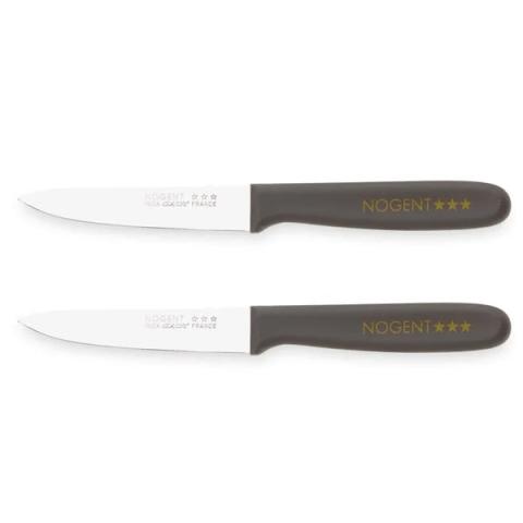 Lot de 2 couteaux office 9 cm taupe Nogent