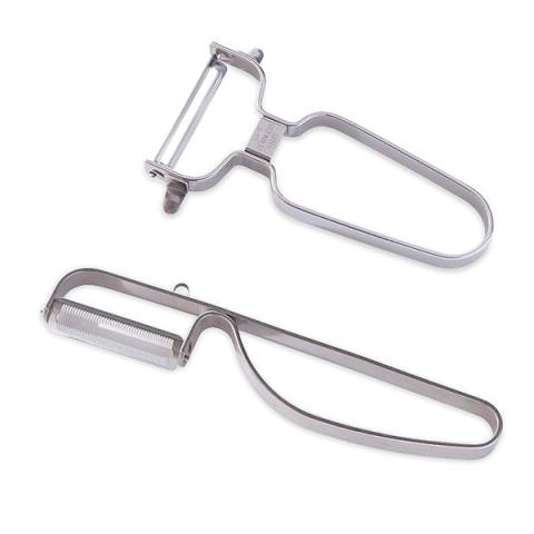 Lot 2 éplucheurs inox lame droite et dentelée Mathon