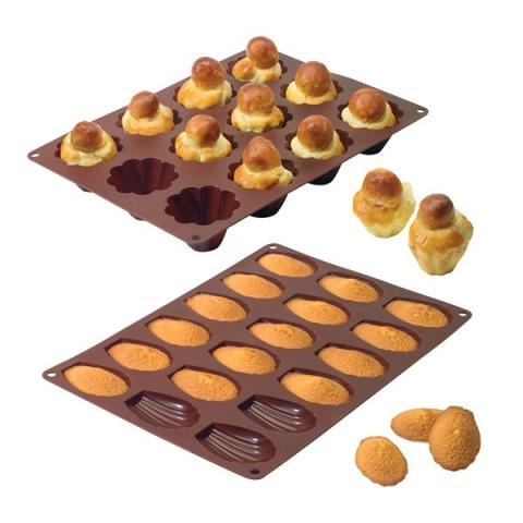 Lot de 2 Flexi'moules : 1 plaque 18 madeleines + 1 plaque 12 briochettes Mathon Lot de 2 Flexi'moules : 1 plaque 18 madeleines + 1 plaque 12 briochettes Mathon