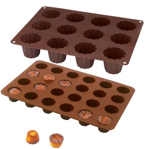 Lot de 2 Flexi'plaques en silicone 12 canelés et 24 mini-canelés Mathon