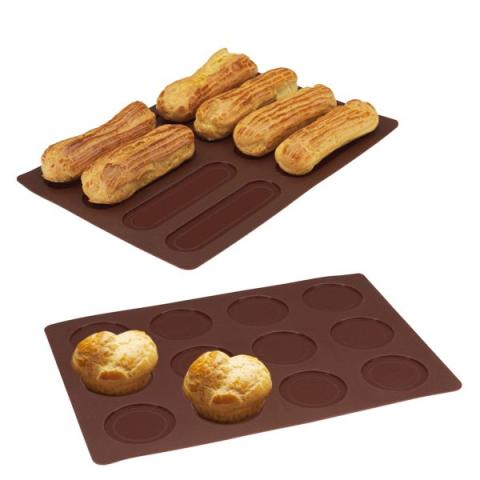 Lot 2 Flexi'plaques silicone 8 éclairs et 12 choux Mathon Lot 2 Flexi'plaques silicone 8 éclairs et 12 choux Mathon