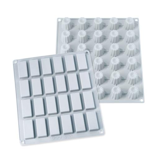 Lot 2 grandes plaques silicone mini-canelés et financiers Mathon