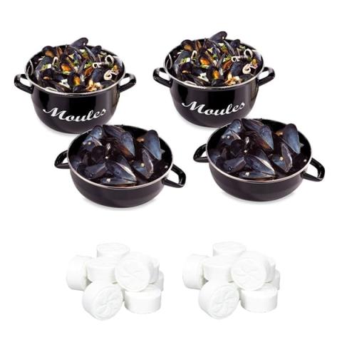 Lot de 2 marmites à moules 18 cm et tubes de 20 lingettes magiques