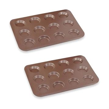 Lot de 2 plaques anti-adhérente 12 mini-tartelettes Gobel Lot de 2 plaques anti-adhérente 12 mini-tartelettes Gobel