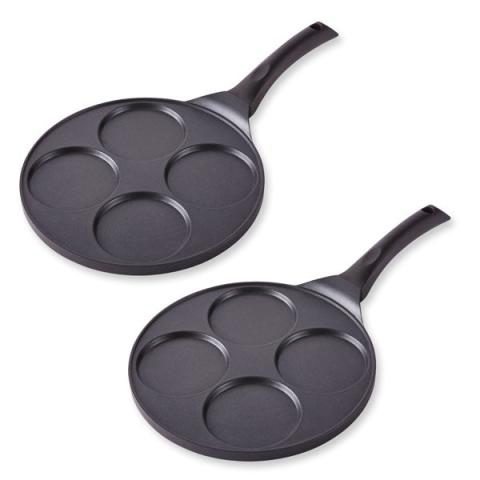 Lot de 2 poêles 4 blinis ou pancakes à induction 26,5 cm Mathon