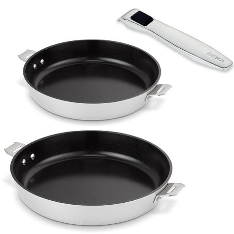 Lot 2 poêles aluminium revêtement céramique Evolution 24 et 28 cm et manche amovible Beka