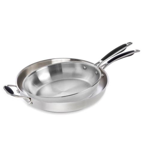 Lot de 2 poêles tout inox 20 et 32 cm Excell'Inox Mathon