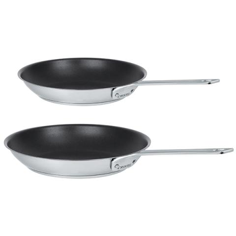 Lot 2 poêles inox antiadhérentes 1826 24 et 28 cm Cristel