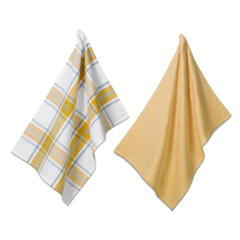 Lot de 2 torchons Svea jaune 70 x 50 cm Kela Lot de 2 torchons Svea jaune 70 x 50 cm Kela