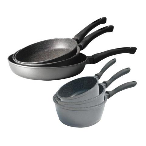 Lot 3 casseroles et 3 poêles revêtement Dur comme la pierre Mathon Lot 3 casseroles et 3 poêles revêtement Dur comme la pierre Mathon