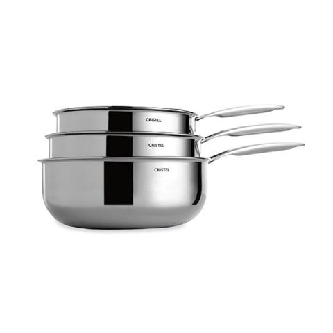 Lot 3 casseroles inox Castel'Pro 16,18 et 20 cm Cristel
