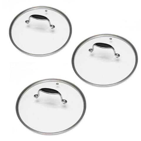 Lot 3 couvercles en verre Excell'Inox 16, 18 et 20 cm Mathon Lot 3 couvercles en verre Excell'Inox 16, 18 et 20 cm Mathon