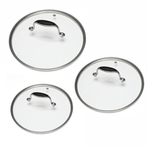 Lot de 3 couvercles en verre Excell'Inox 20, 24 et 28 cm  Mathon