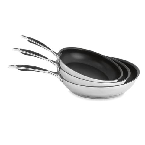 Lot de 3 poêles antiadhésives Excell'Inox 20, 24 et 28 cm Mathon Lot de 3 poêles antiadhésives Excell'Inox 20, 24 et 28 cm Mathon