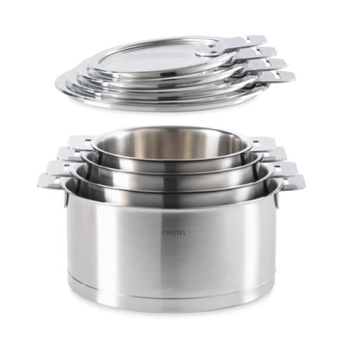 Lot de 4 casseroles et 4 couvercles Strate de 14 à 20 cm Cristel