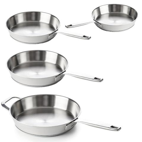 Lot 4 poêles à frire tout inox Maestro 20, 24, 28 et 32 cm   Beka