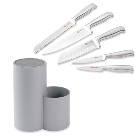 Lot bloc couteaux universel avec porte-ustensiles et set de 5 couteaux Mathon