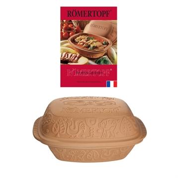 Lot cocotte ovale terre cuite 39 cm et livre de recettes Römertopf Lot cocotte ovale terre cuite 39 cm et livre de recettes Römertopf