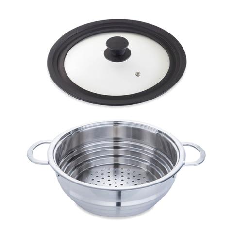 Lot panier vapeur multidiamètre 20, 22, 24 cm et couvercle en verre multidiamètre Mathon Lot panier vapeur multidiamètre 20, 22, 24 cm et couvercle en verre multidiamètre Mathon