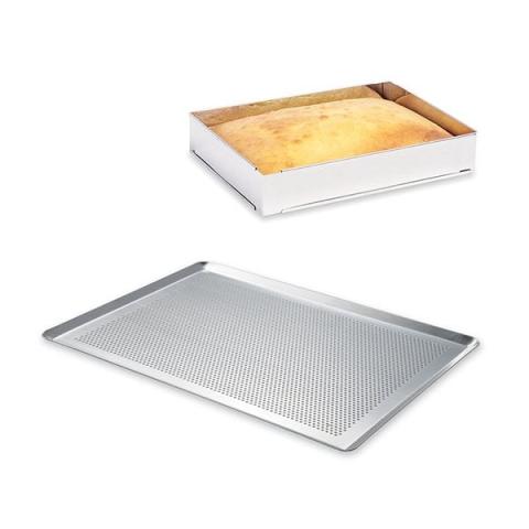 Lot plaque à pâtisserie perforée 40 cm + rectangle à gâteau extensible Mathon